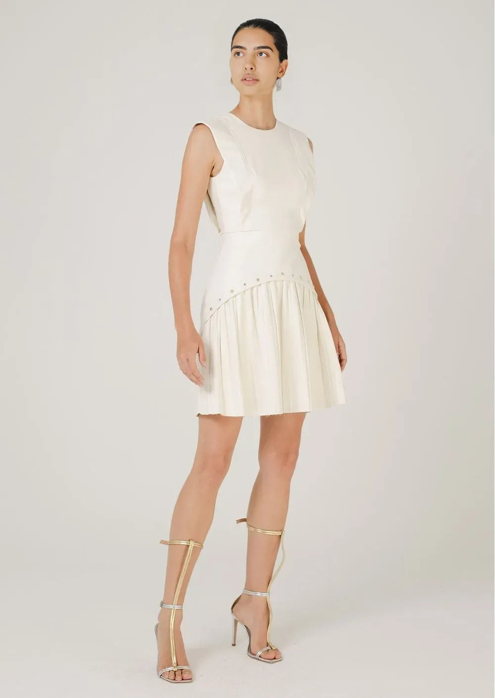 White Pleated Dress