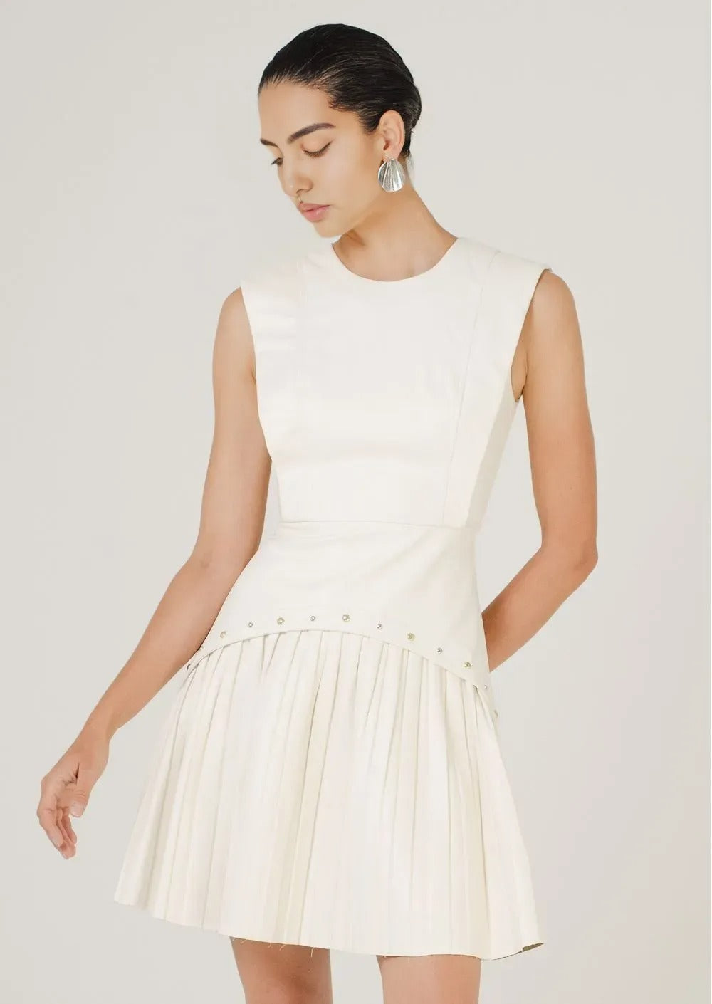 White Pleated Dress