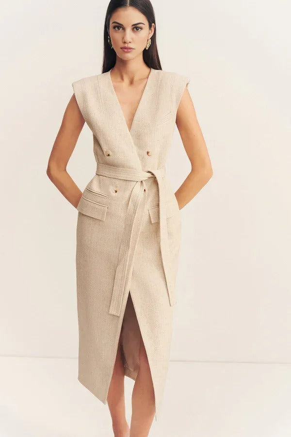 Beige Blazer Dress