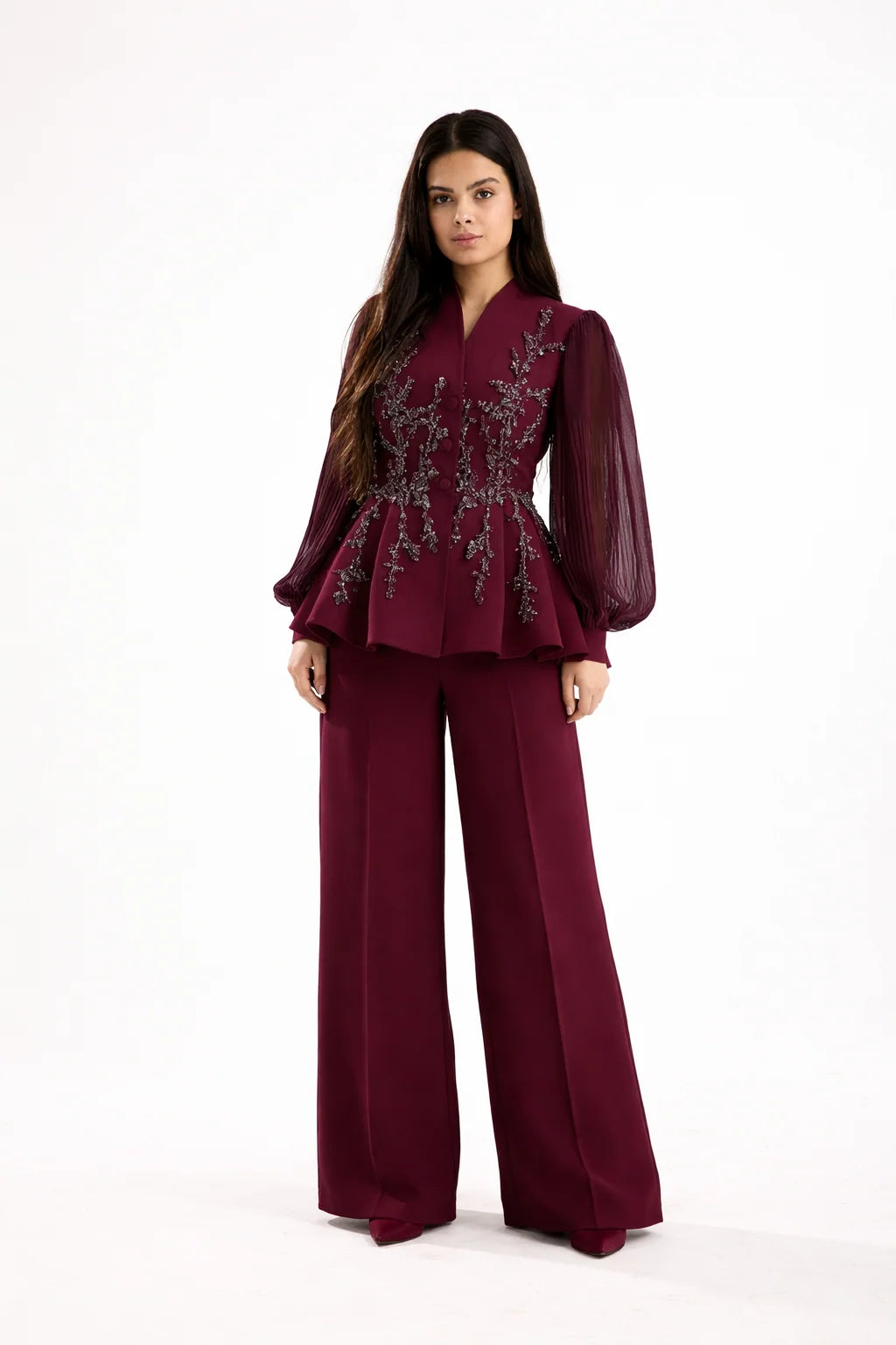 Burgundy Swan Suit