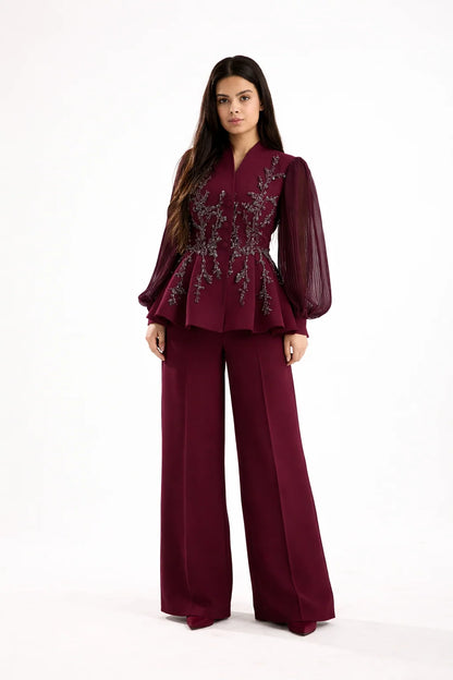 Burgundy Swan Suit