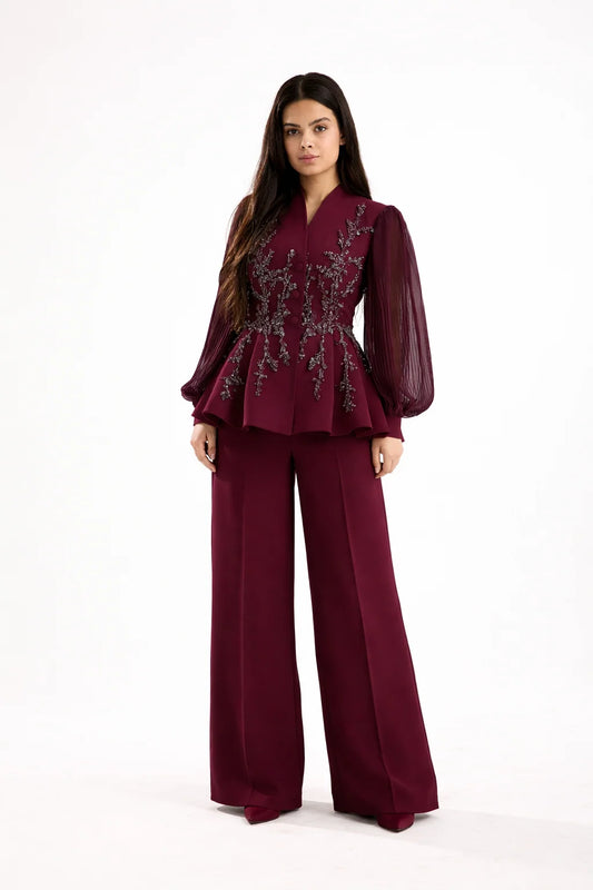 Burgundy Swan Suit