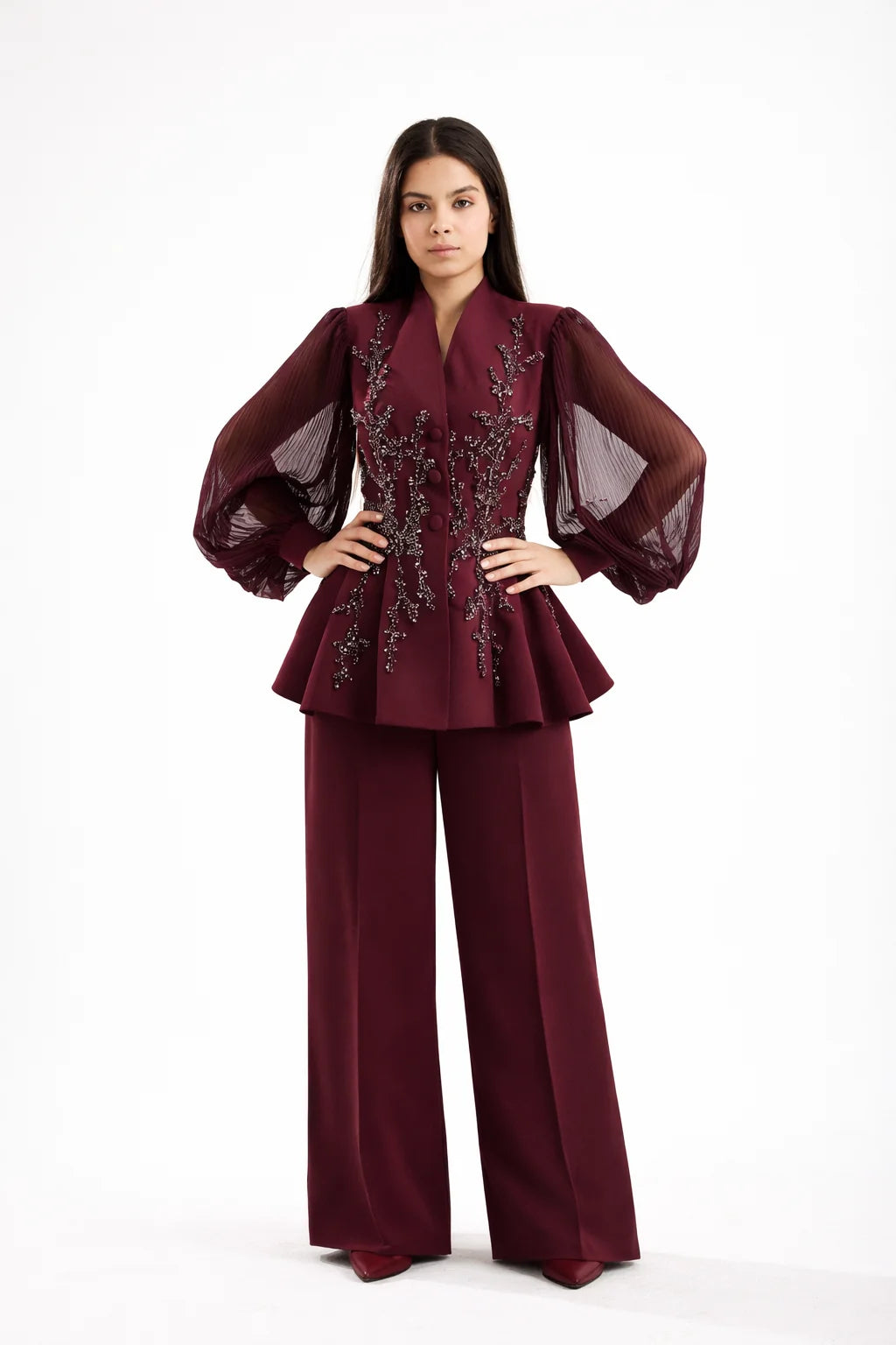 Burgundy Swan Suit