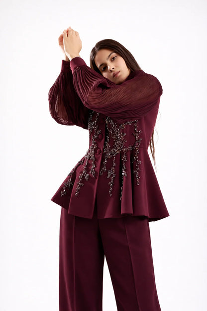 Burgundy Swan Suit